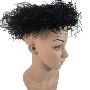 Vintage Mod Shaggy Feathered Hat Black Cocktail Avant-Garde Beatnik Chic